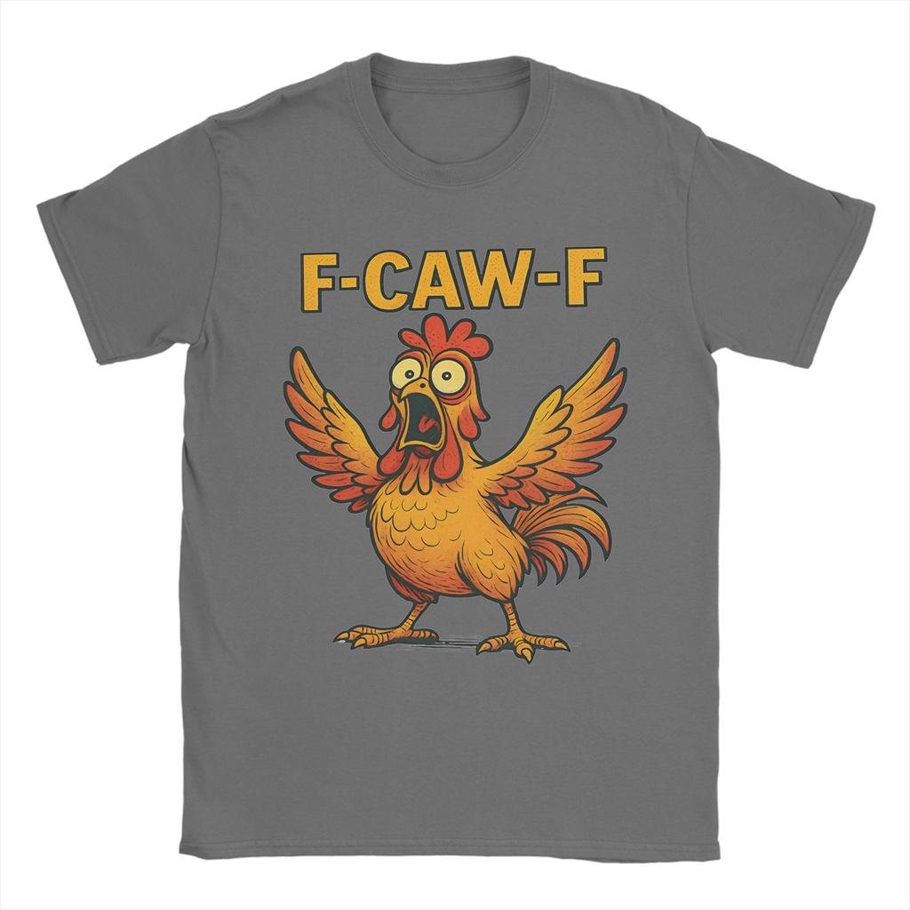 Men's T-Shirts Funny F-Caw-F Chicken Screaming Rooster Meme Humor 100% Cotton Tee Shirt Short Sleeve  T Shirt O Neck Tops Unique