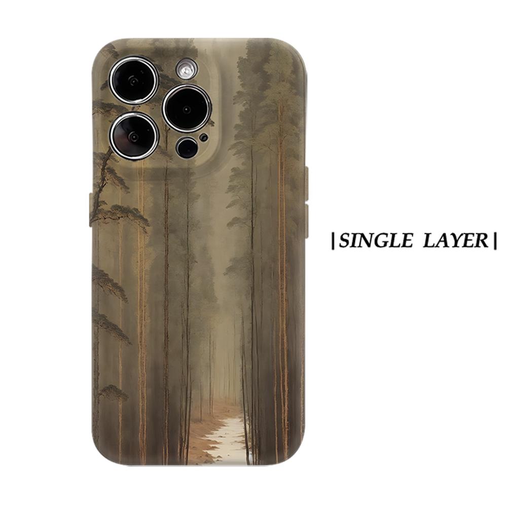 

Misty Pine Forest Phone Case for IPhone 17AIR 16E 16 15 14 13 12 11 17 Pro Max Plus Double-layer Back Cover IPHONE17PROMAX