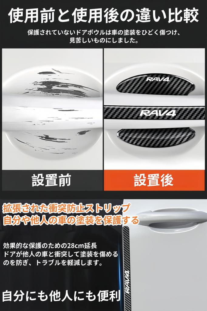 JDFOGO FOR RAV4 Door Handle Protector Door Knob Cover Door Guide Scratch Resistant Car