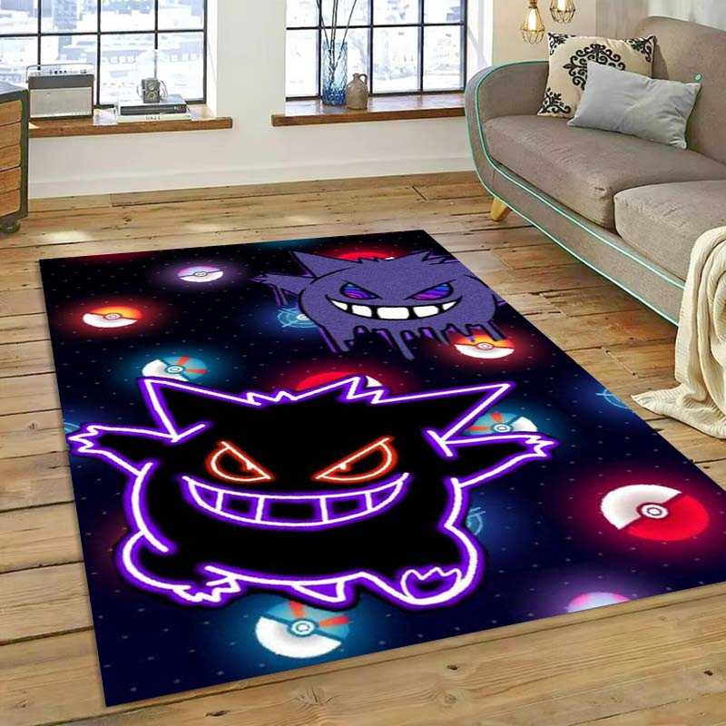 

New ModelPokémon Gengar Themed XXL Rug Cool Gengar Patterns with Vivid Colors Dynamic Styles Designs Soft Floor Mat for Bedroom 60x90cm