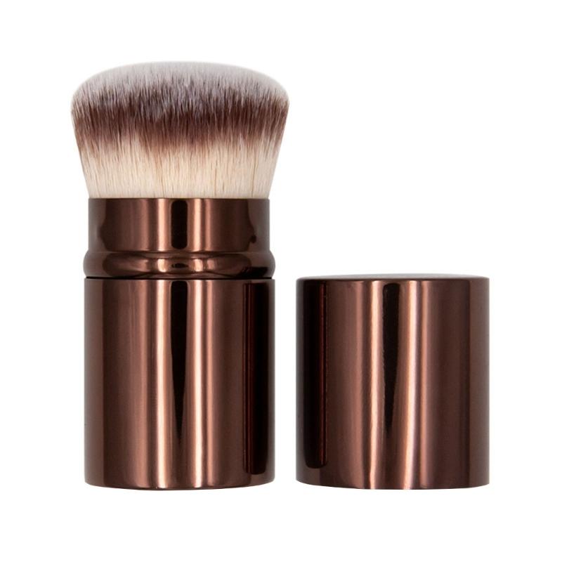 

Adjustable Length Aluminum Tube Makeup Brush Travel Friendly with Protective Cover for Clean Application 1