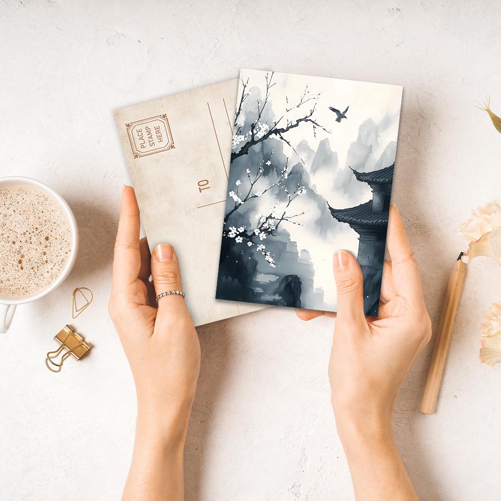 32pcs, Ancient Style Landscape Postcards, Wall Stickers, Mailing Cards, Greeting Cards, DIY Postcards, Souvenir Postcards, Decor