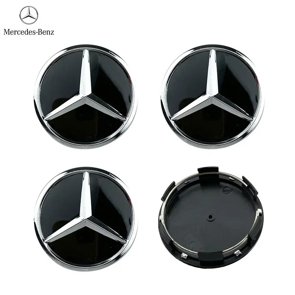 FDM5 4pcs 60mm Black Silver Car Wheel Cap Badge Logo Cover For Mercedes Benz W176 W177 W204 W205 W212 W213 W206 X156 X253 W117 W166