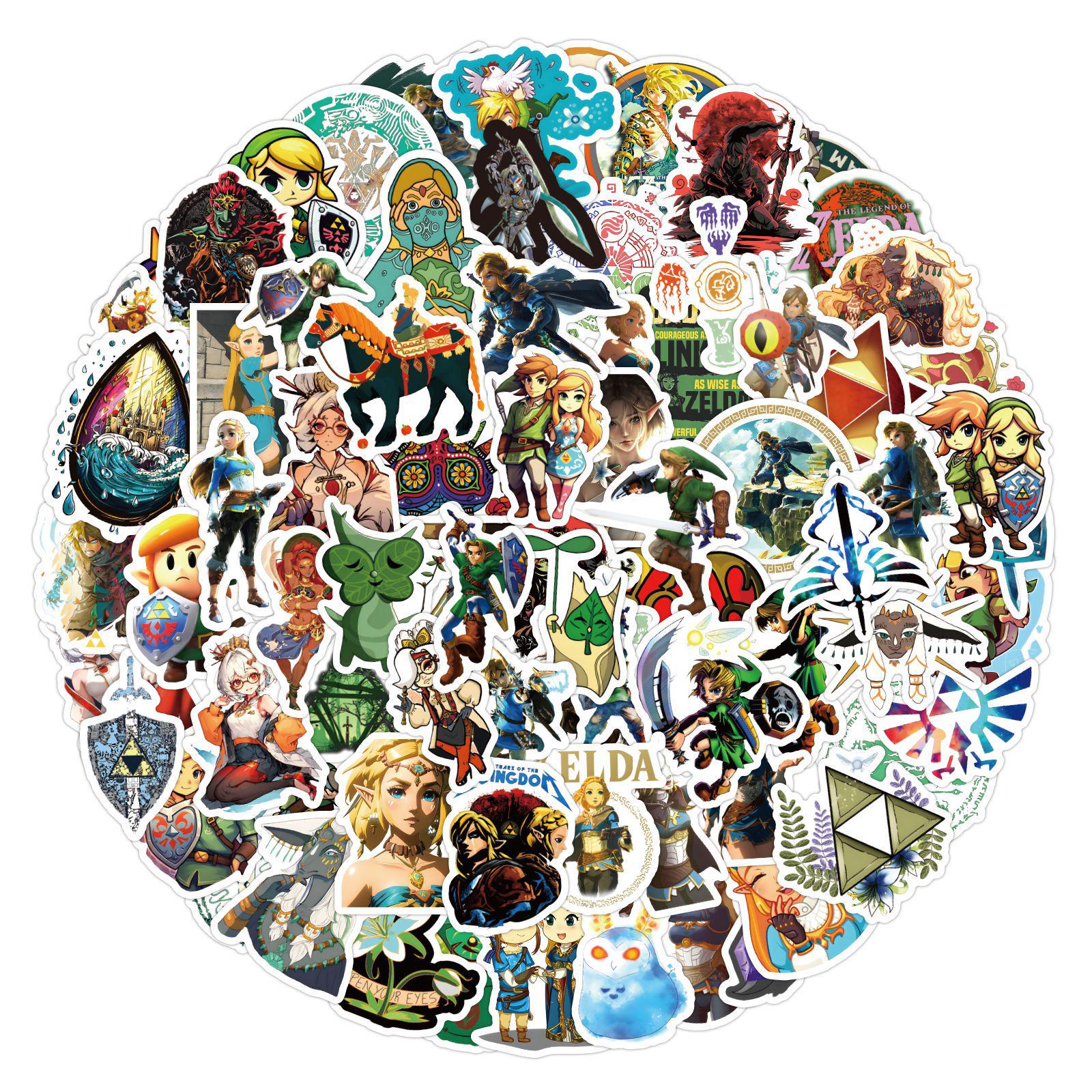 120 Мультяшных Наклеек: The Legend of Zelda - Tears of the Kingdom для Журналов, Канцелярских товаров, Бутылок для воды и Компьютеров (Водонепроницаемый)