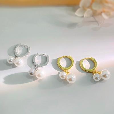 Exquisite diamantbesetzte Perlenohrringe für Frauen Leichte Luxus-High-End-Nischendesign-Ohrringe