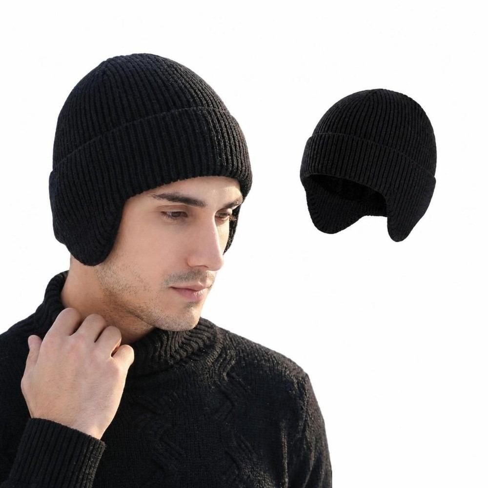Windproof Knitted Hat Thickened Cold-proof Hat New Earflap Beanie Hat Unisex