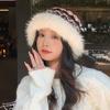 Women S Large Head Circumference Fleece Lined Bucket Hat For Autumn Winter Warm Fashionable Versatile