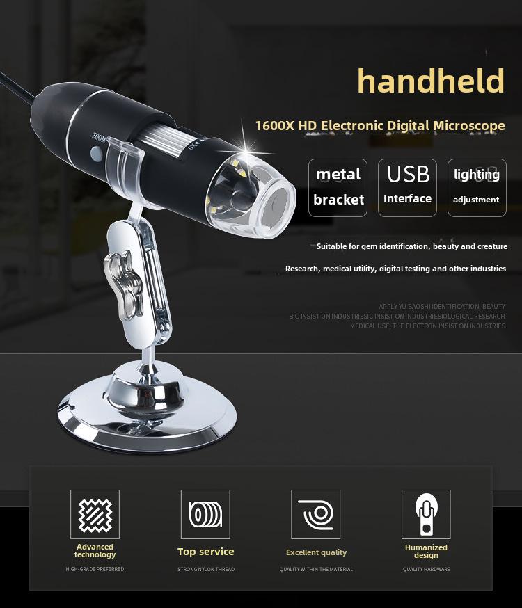 USB-Handmikroskop 1600X Biologische Lupe