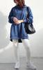 Gold Japan Plus Size Tunic Long Winter Sizes Women's Hoodie, Sleeve, Stretch, Outfit, Fall/Winter/Spring, 4L-5L, Blue, Fem-445