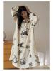 Bamboo Fiber Women's Long Sleeve Wabi-Sabi Nightgown - Mid-Length Autumn Pajamas Dress