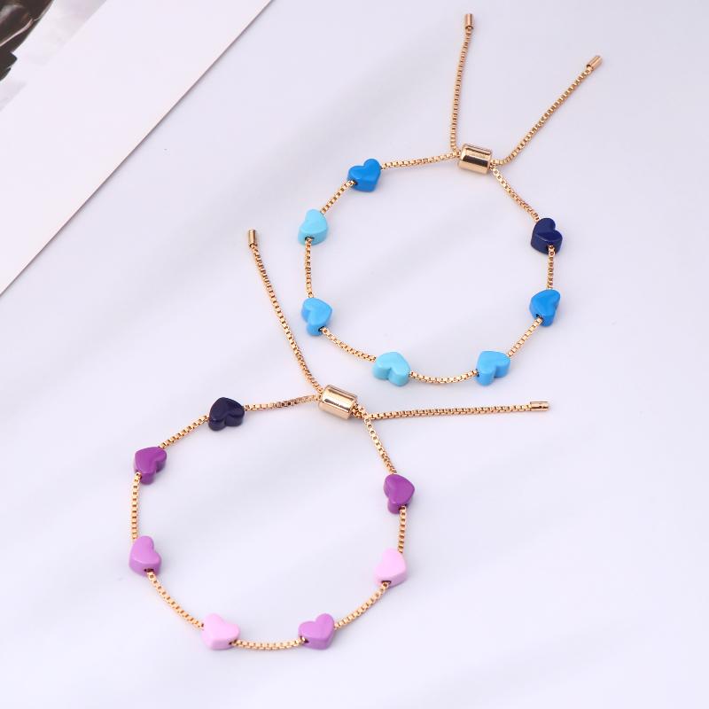 Children'S Colorful Heart Gradient Bracelet Ins Able Wrist Chain For Gilrs Party Jewelry Gift