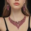 FYUAN Luxury Inlay Rhinestone Necklace Earrings for Women Purple Crystal Water Drop Pendant Wedding Bride Jewelry Sets