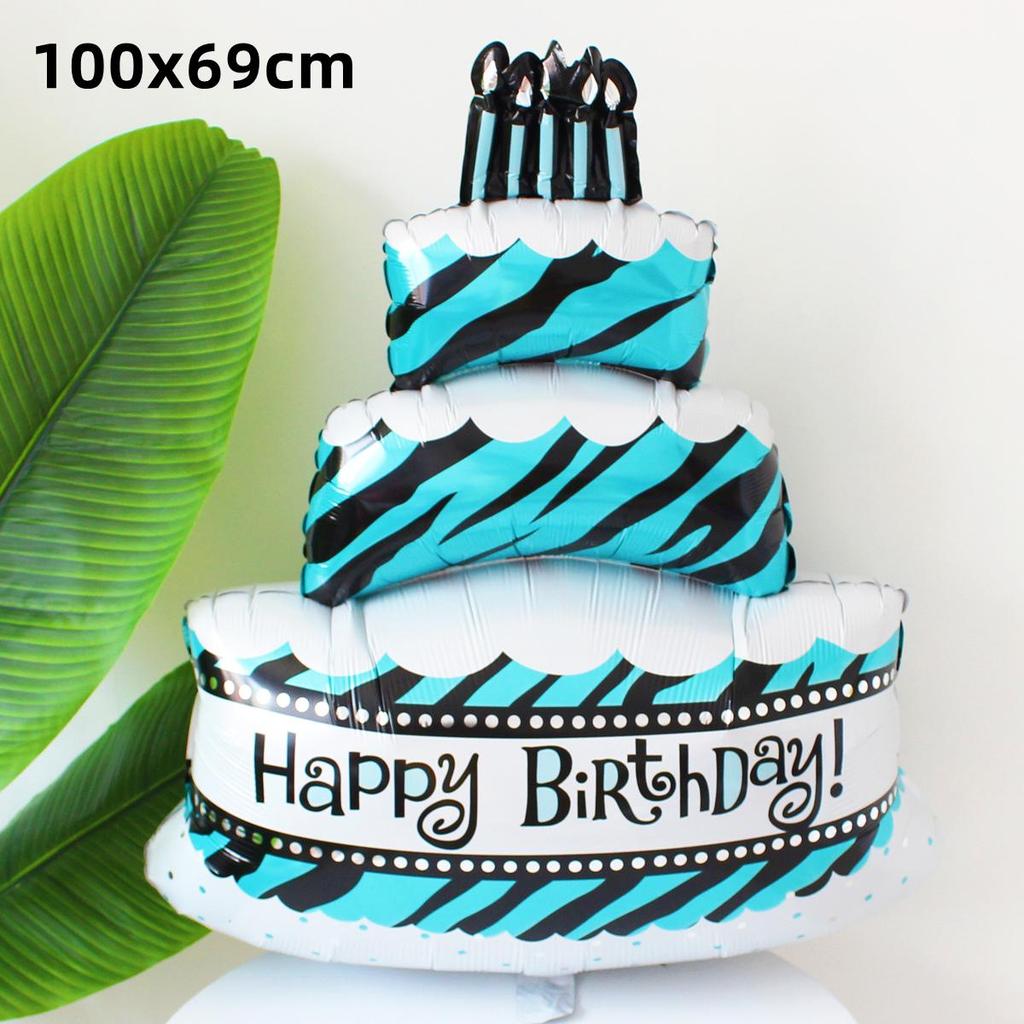 Colorful Large Birthday Cake Foil Balloon for Kids' Party Decoration and Photo Props