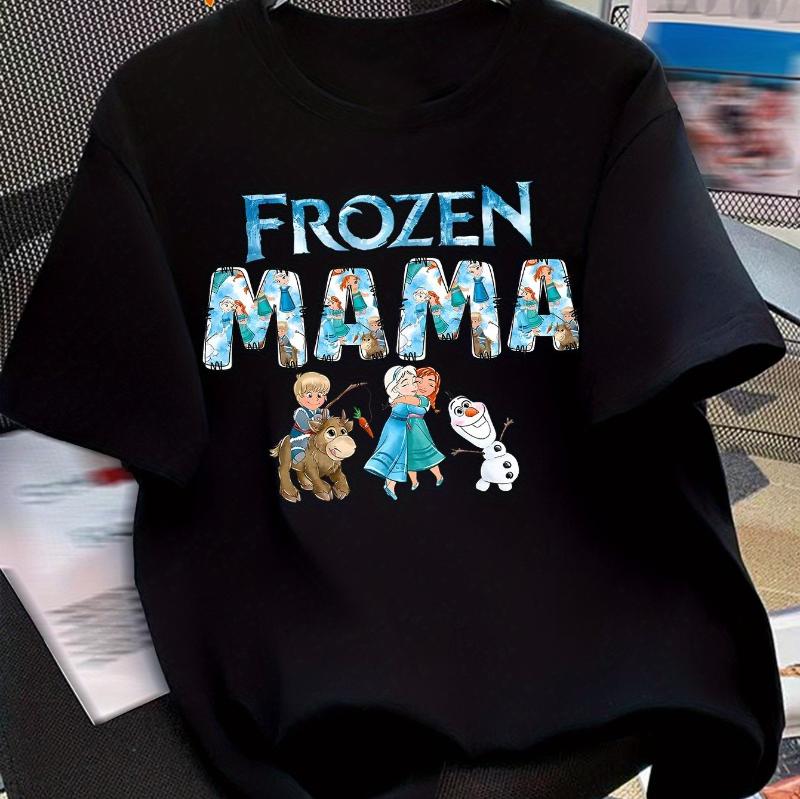 Summer Disney Classic Frozen Pattern Printed Pure Cotton Tshirt Fashionable Loose and Casual Shortsleeved Unisplesy M