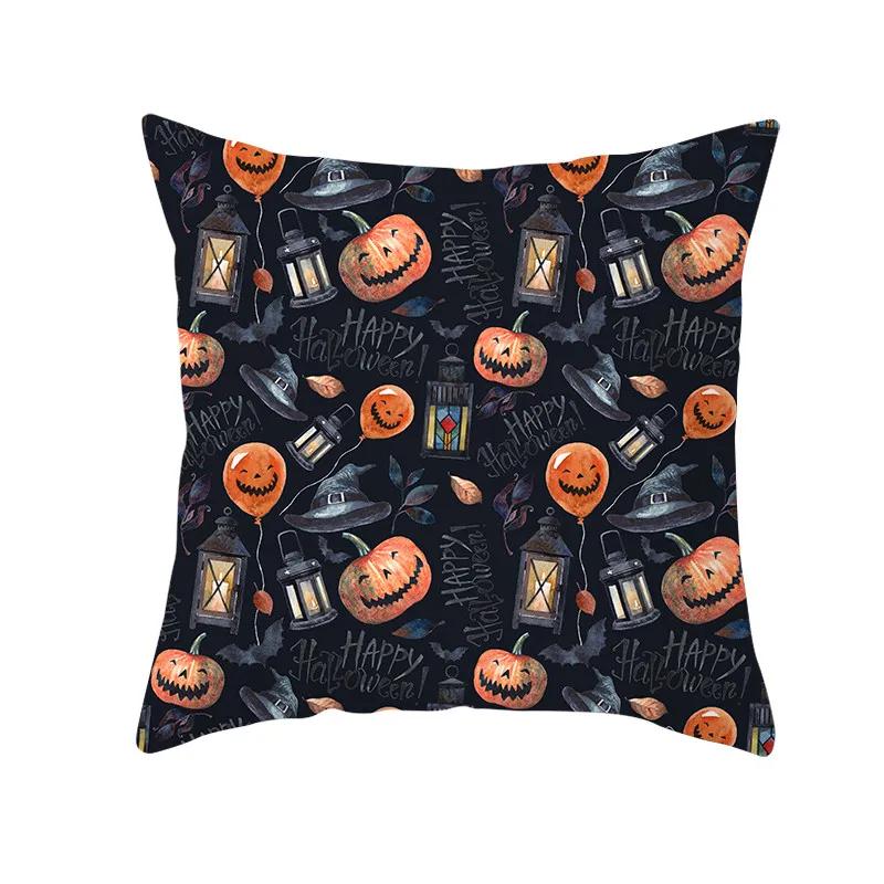 Halloween Style Decorative Cushion Cover Horror Pattern Polyester Pillowcase Pillow Cover For Sofa Home Room Festival Decor