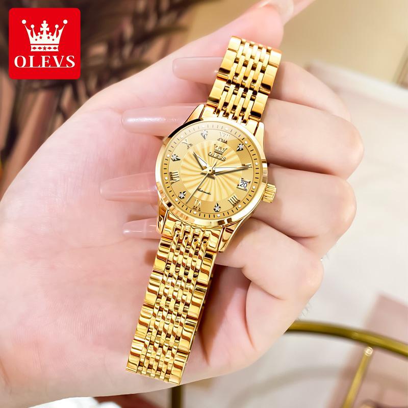 Oulishi Women's Automatic Diamond-Set Dual Calendar Waterproof Watch