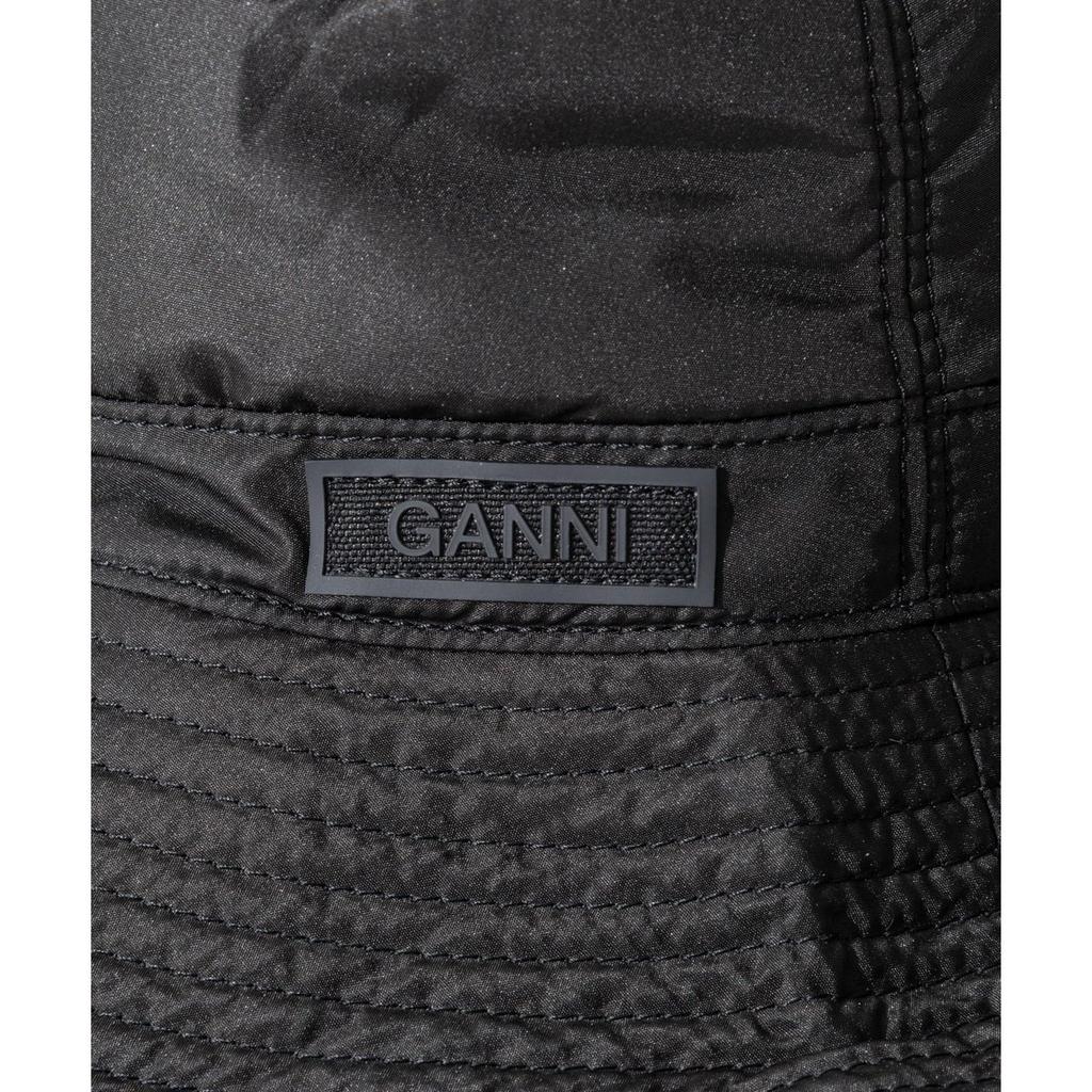 Ganni Recycled Tech Bucket Hat A4735 5829, Women's Lightweight Polyester Sun Hat In Black