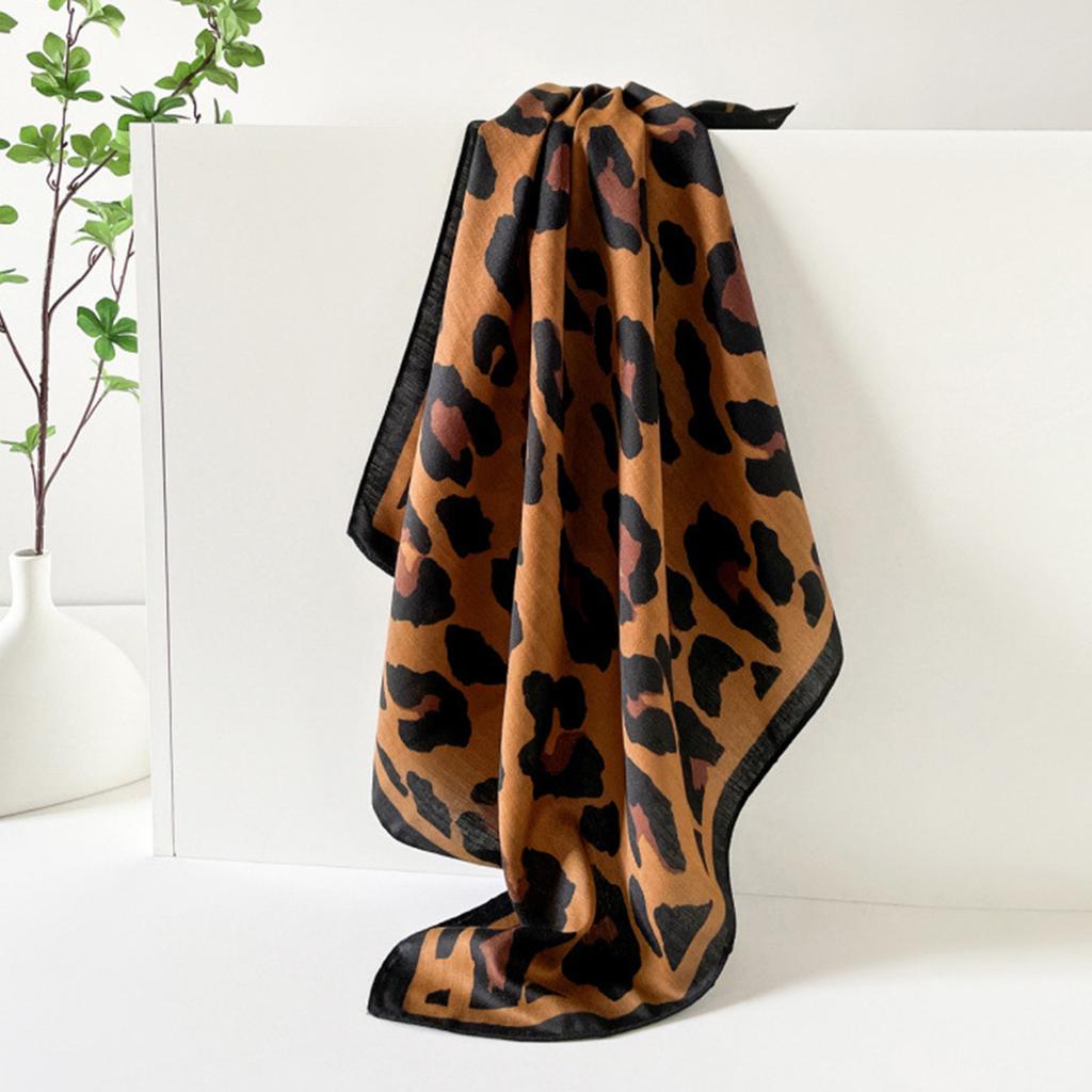 Leopard Print Silk Scarf for Women Girls Square Necktie Neck Scarf Fashionable and Versatile Accessory for Any Outfit