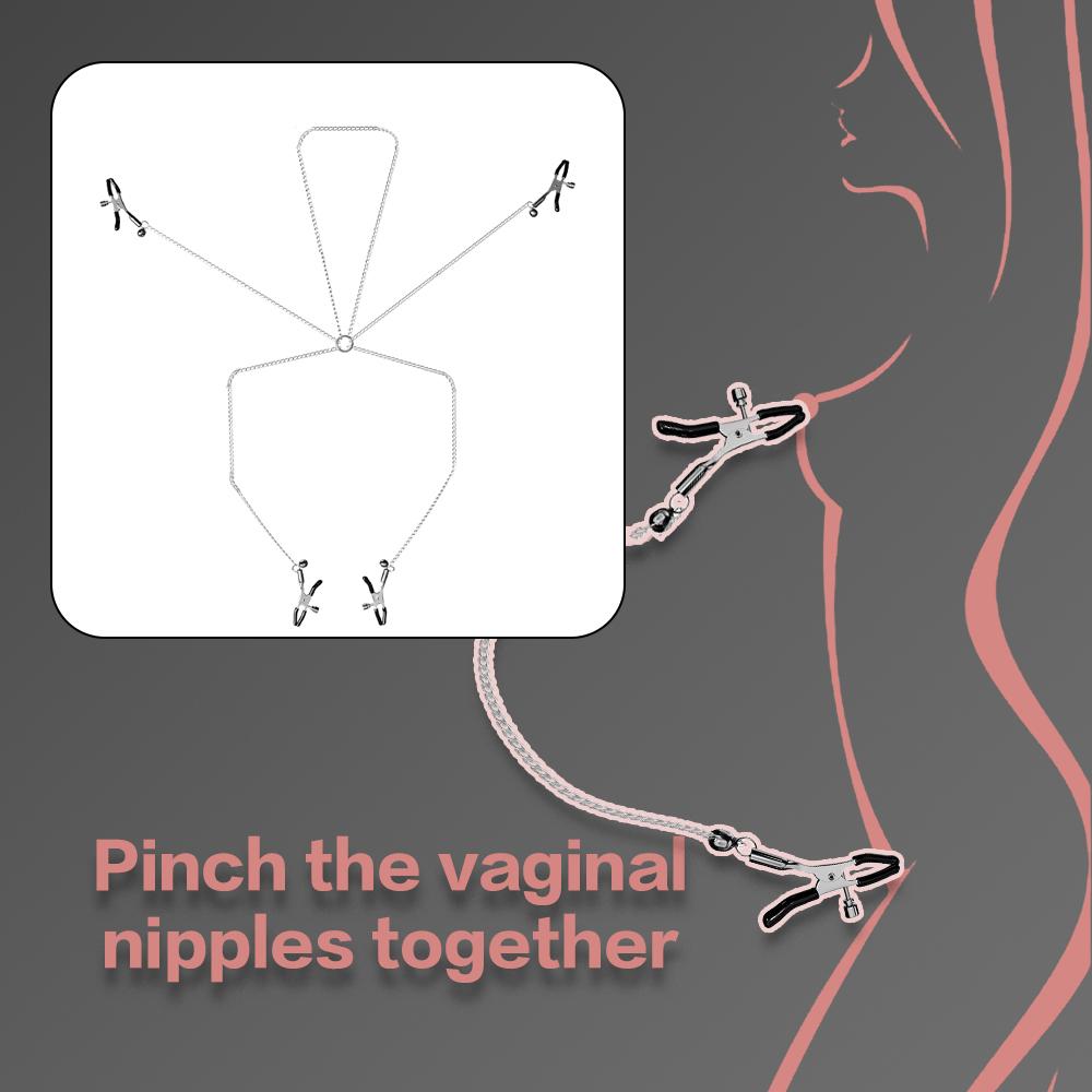 Linked Body Clamps with Breast&Sensory Stimulation-Adult Sensory Toy for Women, Nipple&Body Play Kit