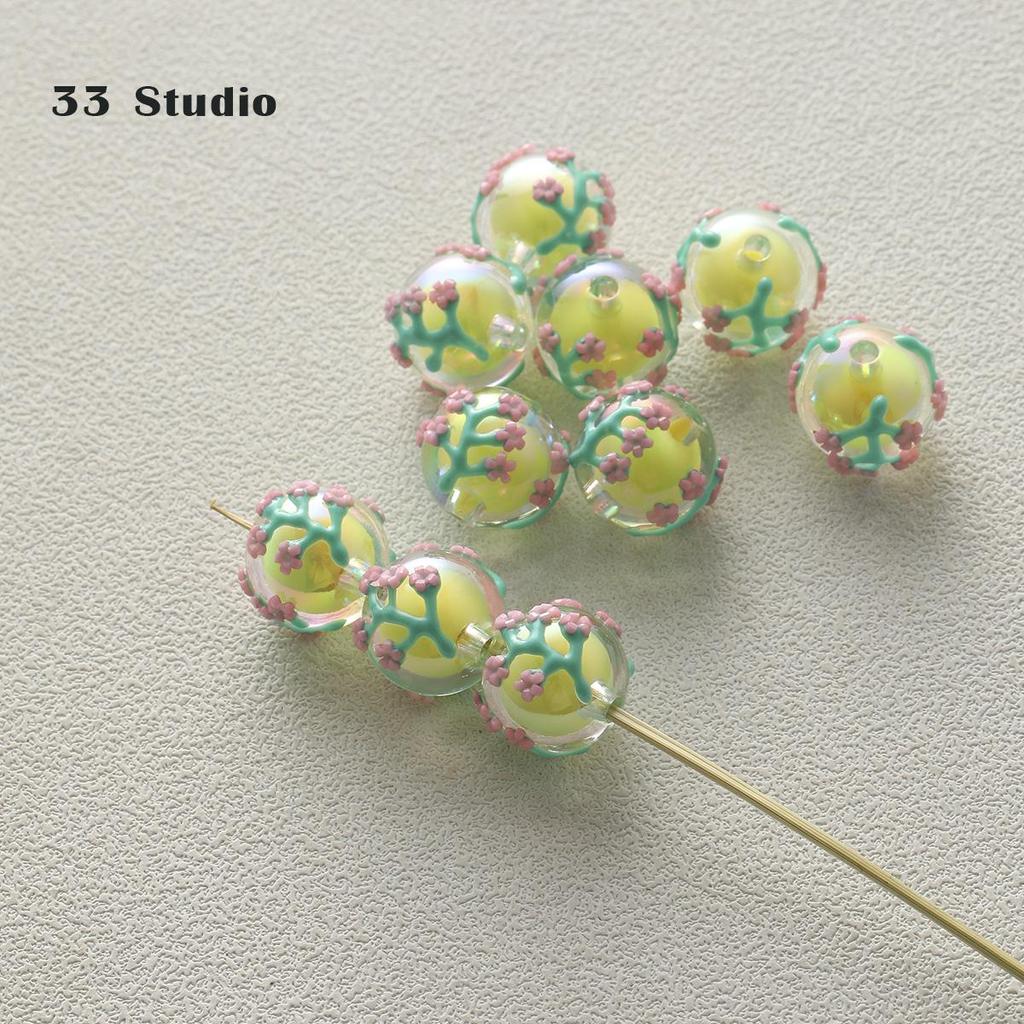 Pure Hand-painted Beads Stickers Diamonds Set Pearl Diy Jewelry Accessories Material Package Beads Car Pendant Cell Phone Chain Beads
