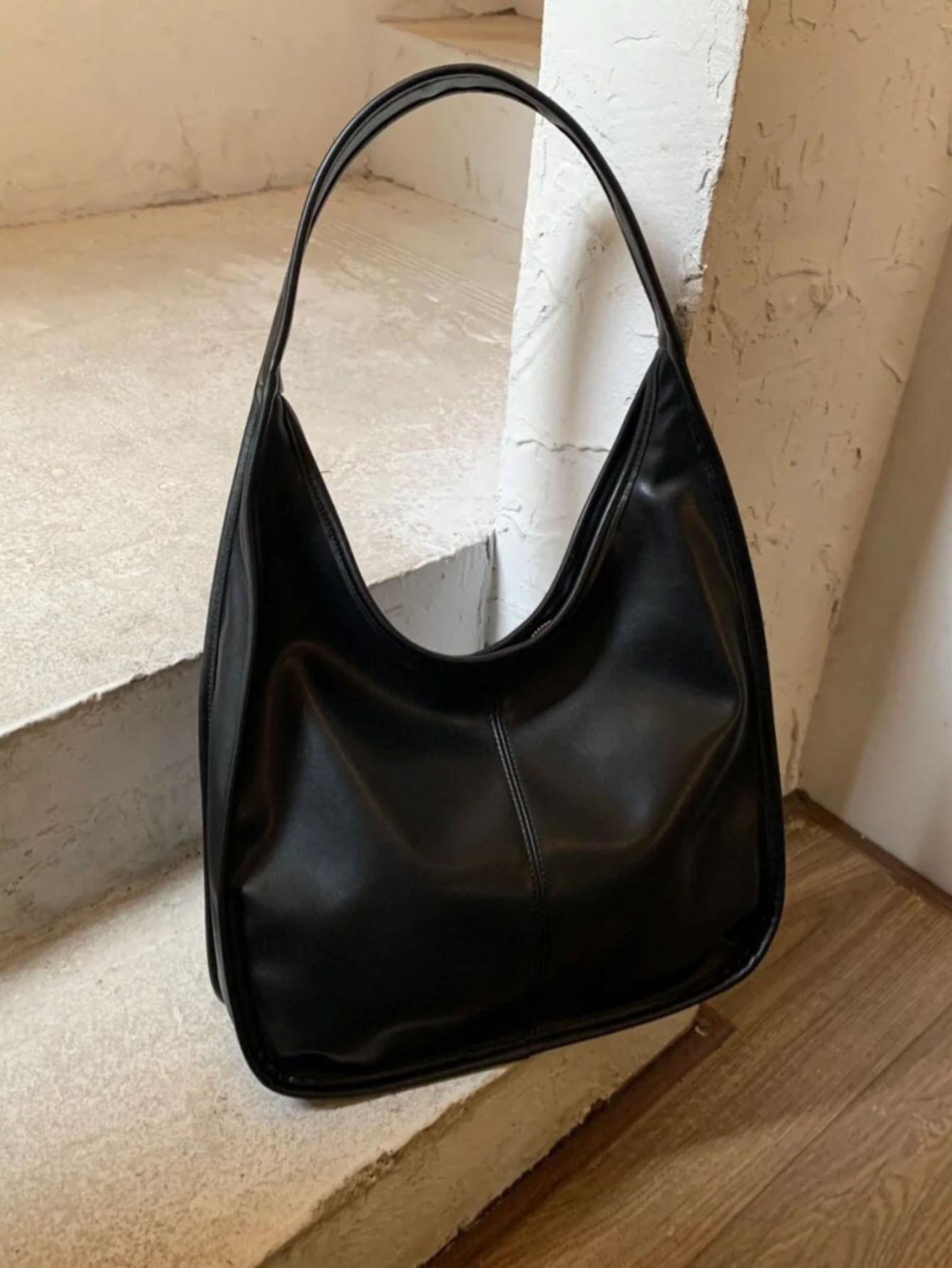 

Минималистская сумка подмышкой, женская сумка большой вместимости, модная женская сумка, портативная сумка через плечо, ленивый стиль чёрный