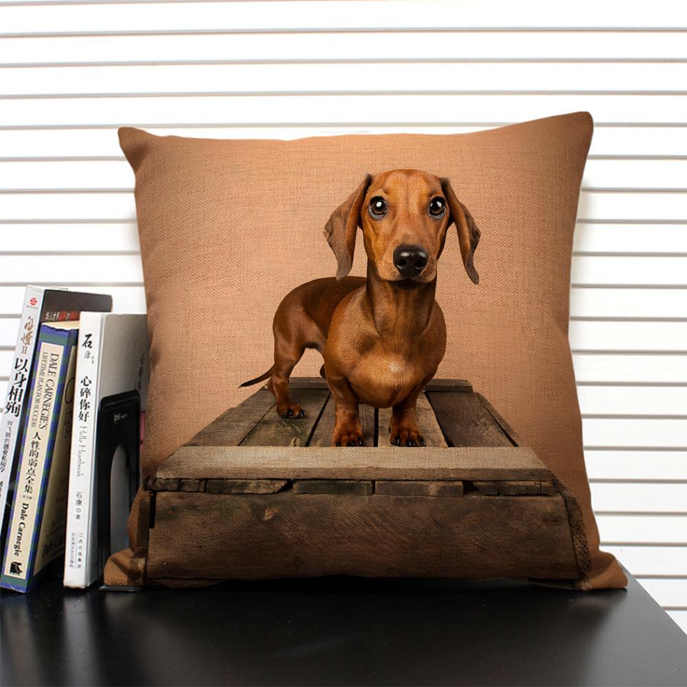 

Милая наволочка с животными Бульдог Такса 45x45 см Квадратная льняная наволочка Украшение для дивана в гостиной Собака-компаньон 45x45CM(18x18in)