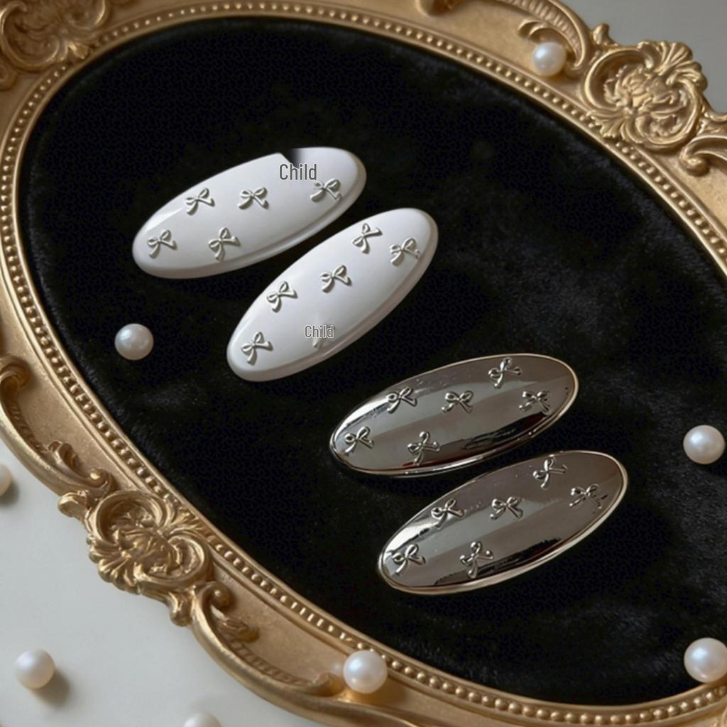 Korean Style Silver Oval Bow Hair Clip for Women - Exquisite Cute Duckbill Accessory