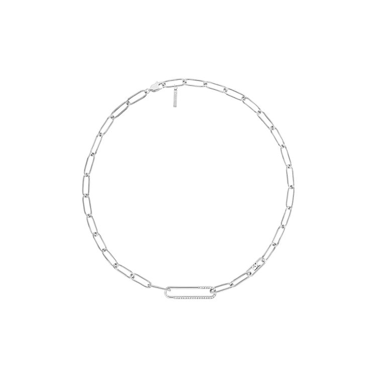 Calvin Klein Fashion Series Silver Plated Steel Clip Crystal Necklace Women necklace 35000536 Box