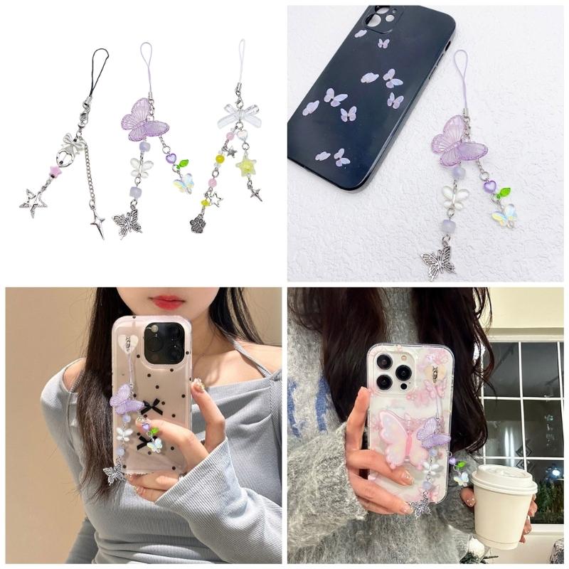 Eye Catching Phone Charm Unique Bowknot Keyring Stylish Keychain Phone Accessories Bag Pendant for Purse Backpack Wallet