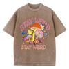 Stay Weird Paddenstoel Bloemen Design Gewassen T-shirt Vrouw Zomer Hip Hop T-shirts Katoen Oversized Kleding Korte Mouw