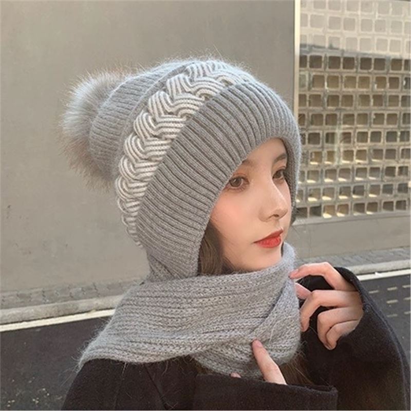 Hat Men's Winter Windproof, Cold-proof and Warm Wool Knitted Hat Super Thick Thickened Piled Headhat Big Head Circumference