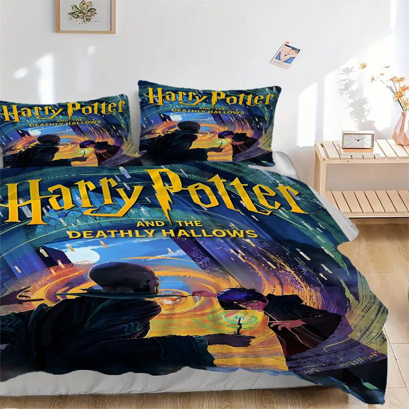3pcs Harry Potter Fantasy Adventure Bedding Set, Soft Polyester Duvet Cover and Pillowcases Seasons all suitable, Design for Bedroom L1003146