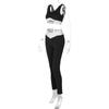 Summer Slim Yoga Sets For Women Fashion Contrast Color Bra Top Camisole High Waist Pants Womens Street Casual Bodycon Sports Pant 2 Piece