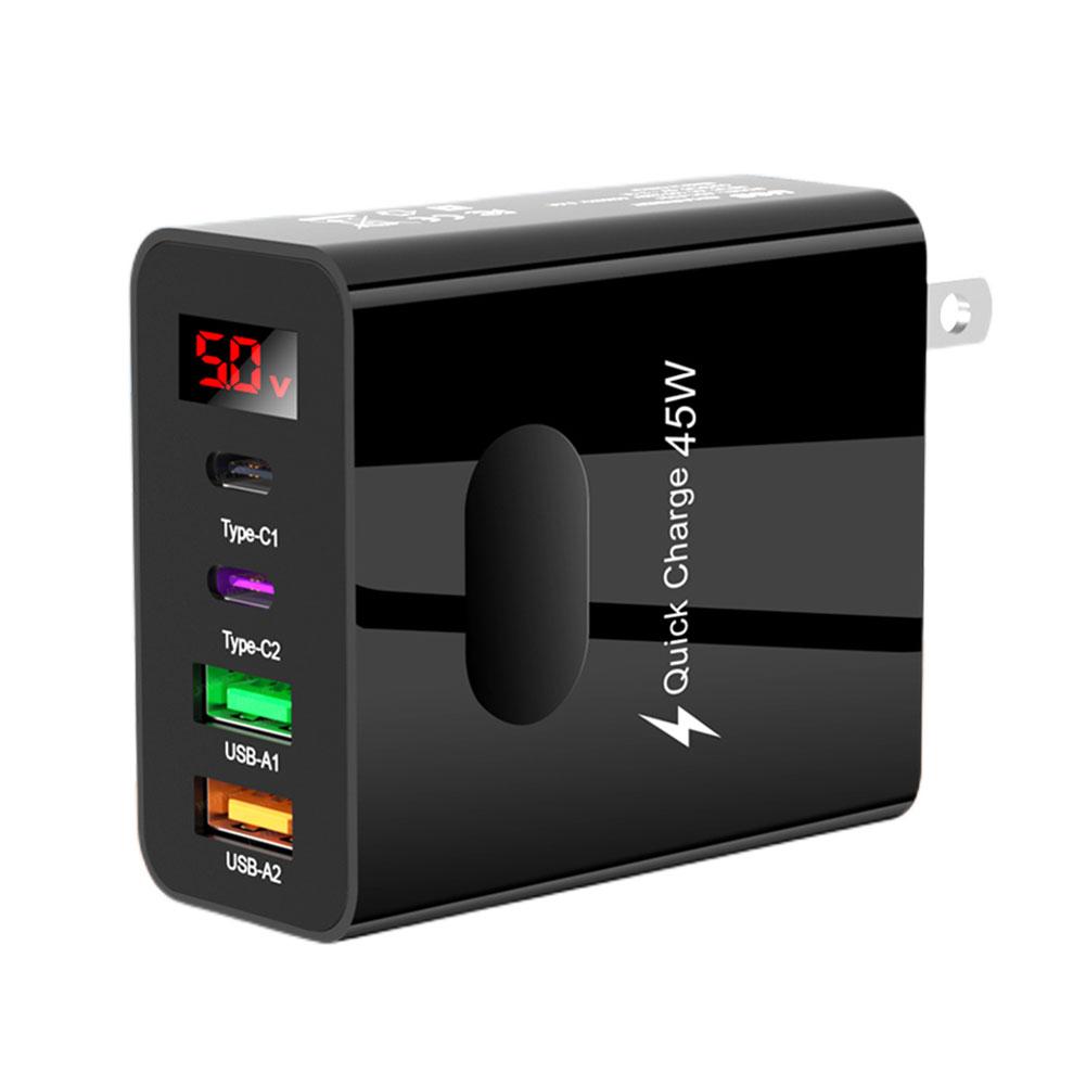 45W USB Charger Fast Charging USB Type C 4 Ports Quick Charger 3.0 Wall Charger For iPhone Samsung Mobile Phone Charger Adapter