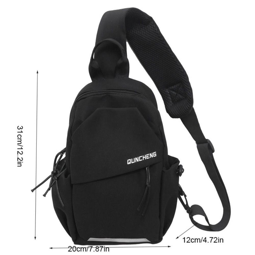 Multifunctional Shoulder Crossbody Bag Solid Color Sports Knapsack Casual Nylon Chest Bag  Male