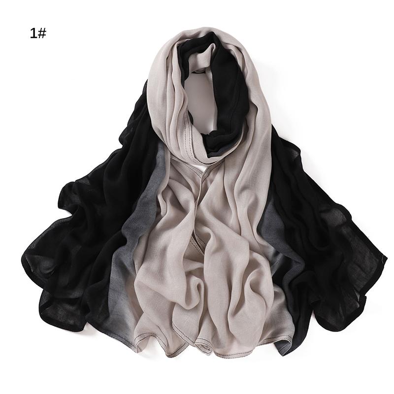 Luxary Design Fashion Women Classic Gradient Colored Cotton Scarf Lady Soft Headscarf Solid Color Shawl Headscarf Muslim Scarf