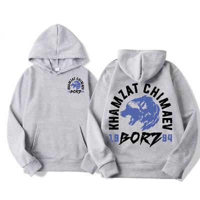 Herren Herbst- und Winter-Hoodie Khamzat Chimaev "borz" bedrucktes Sweatshirt Harajuku Retro Herbst- und Winter-Freizeit-Oberteil warmer Hoodie