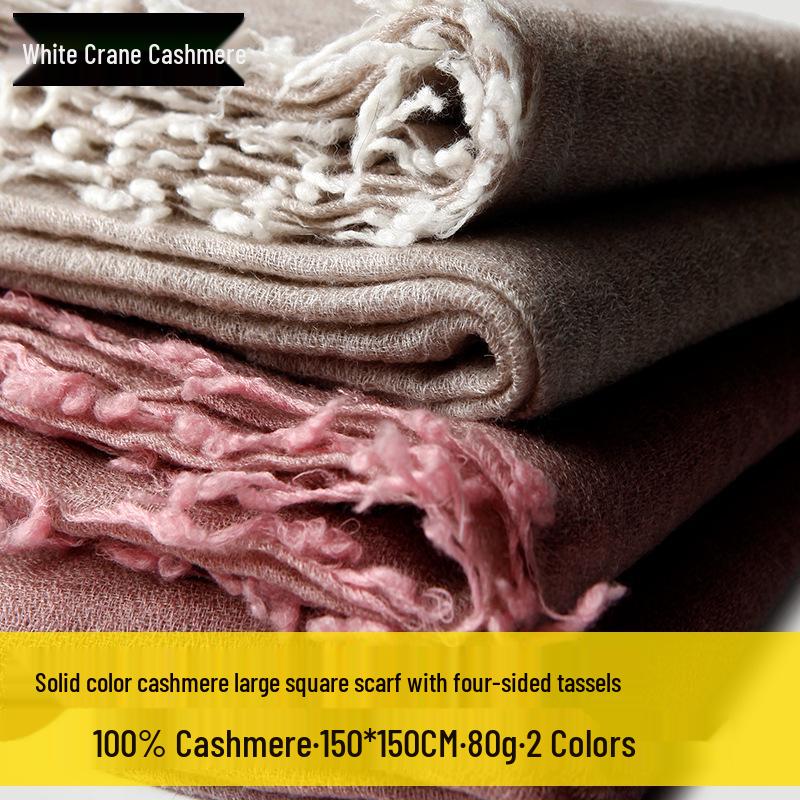 Women's Four-Sided Cashmere Scarf: Large Square, Warm for Spring, Autumn, and Winter