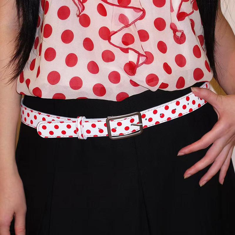 Various household supplies Afvalwindnis Retro Y2K Polkadot Riem Voering Multifunctioneel Eenvoudig Metalen Gesp Riem Accessoires Denim Rok Accessoires 104cm x 4cm