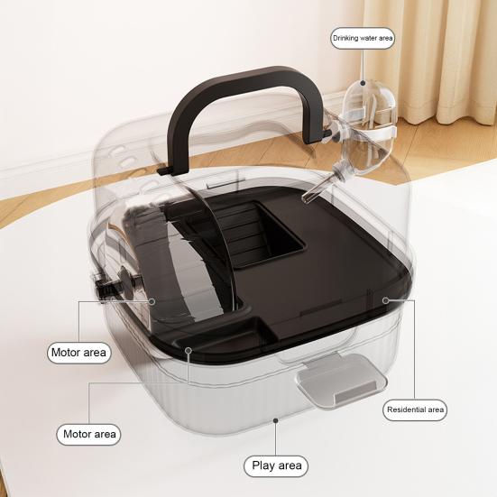 Hamster Cage with Transparent Upper Cover Matte Bottom Design Dual Use Indoor Outdoor Cooling Feature Pet House