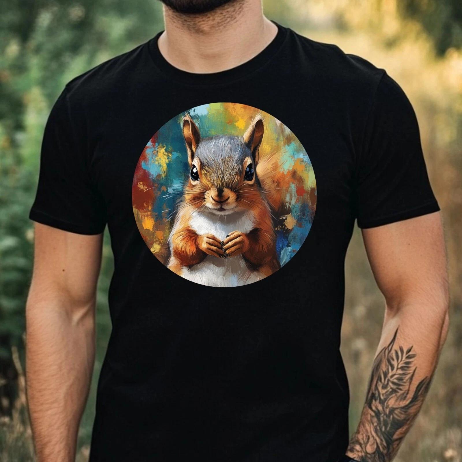 T-Shirt Herren Eichhörnchen Portrait Motiv Baumwolle Größe XS bis 5XL XS
