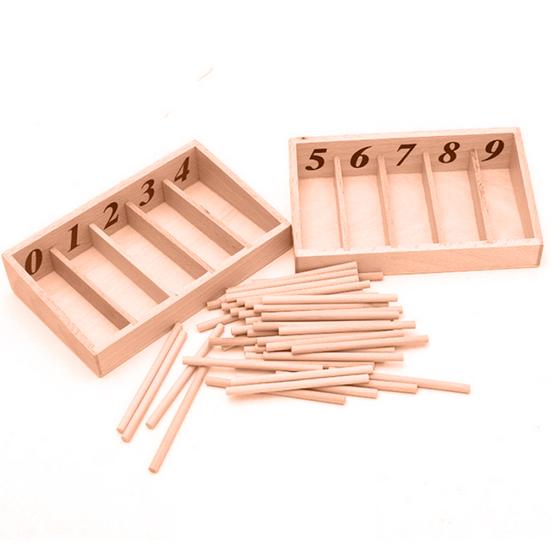 Montessori Wooden Spindle Rods Box Kids Baby Early Learning Educational Toy