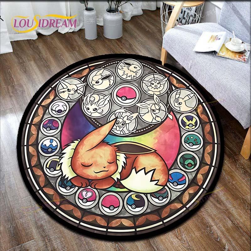 

Cartoon Pokemon Print Children Pikachu Carpet Area Rugs Round Carpet for Living Room Floor Mat Flannel Anti-Slip Mat Room Decor 60cm