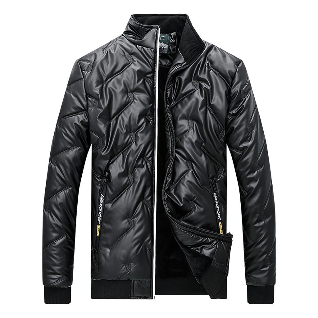 Men's Winter Casual Zipper Pocket Down Jacket Plus Down Thickened Coat Jacket Tops