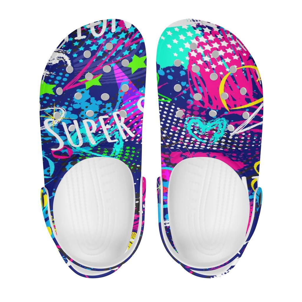 Colorful Printed EVA Clogs Lightweight Breathable Slip On Garden Shoes for Women Men Beach Pool Bathroom Home Beach Wear