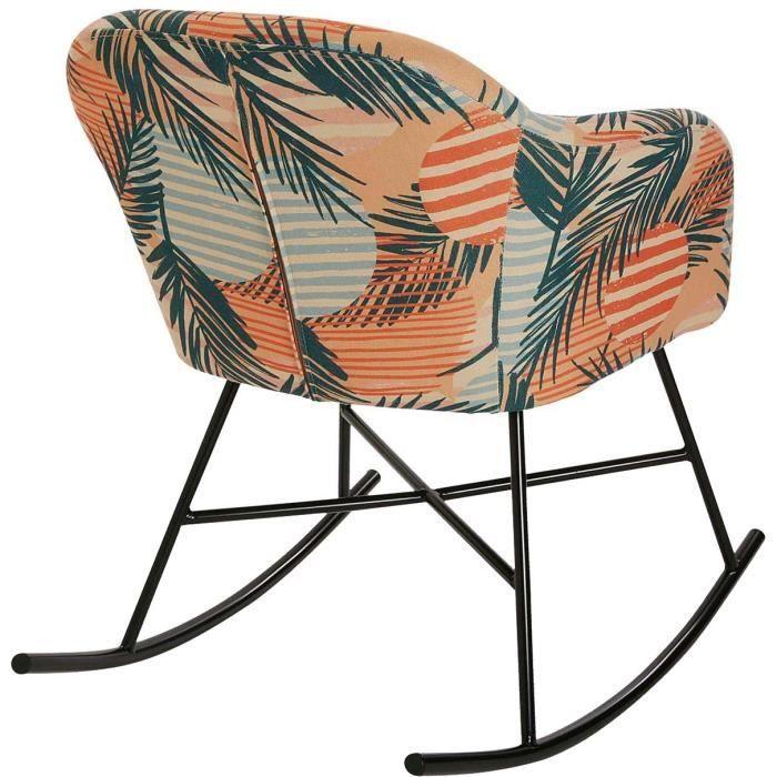 Fauteuil à bascule - VERSA - Saona - Tissu imprimé feuillage - Métal - 1 place