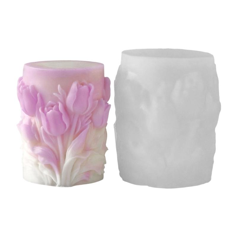 Embossed Flower Candle Silicone Molds Food Grade Silicone Easy Demold for Epoxy Resin Candle Soap Chocolate Baking Mould