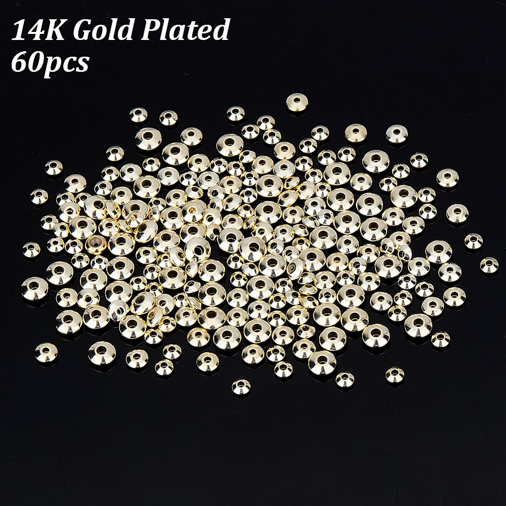 1set 60pcs 3 style Brass Spacer Beads Flat Round/Disc golden 4~6x2~2.5mm Hole: 1.4~2mm 20pcs/style