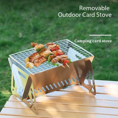 Outdoor Folding Mini BBQ Stainless Steel Incinerator Barbecue Stove Firewood Stove Camping Supplies Portable Charcoal Stove