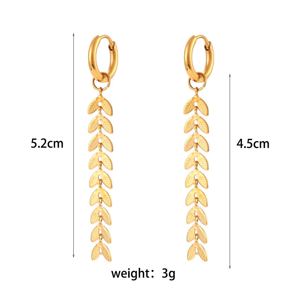 2026 Elegant Leaf Fringe Drop Earrings 18K Gold Plated Fishtail Shape Long Earrings for Women Ladies Daily Jewelry Accessories